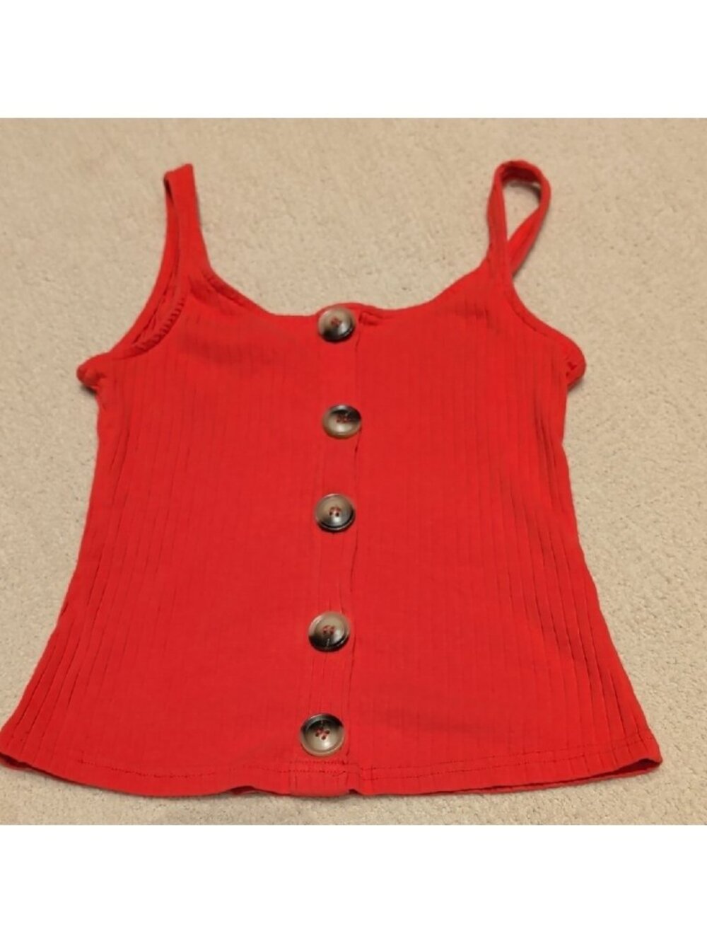 Red Button-Up Tank Top